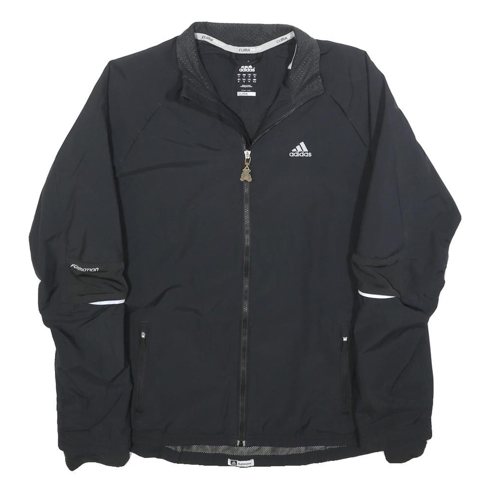 ADIDAS Womens Black ClimaProof Jacket UK 14 Polyester Blend Zip Athletic