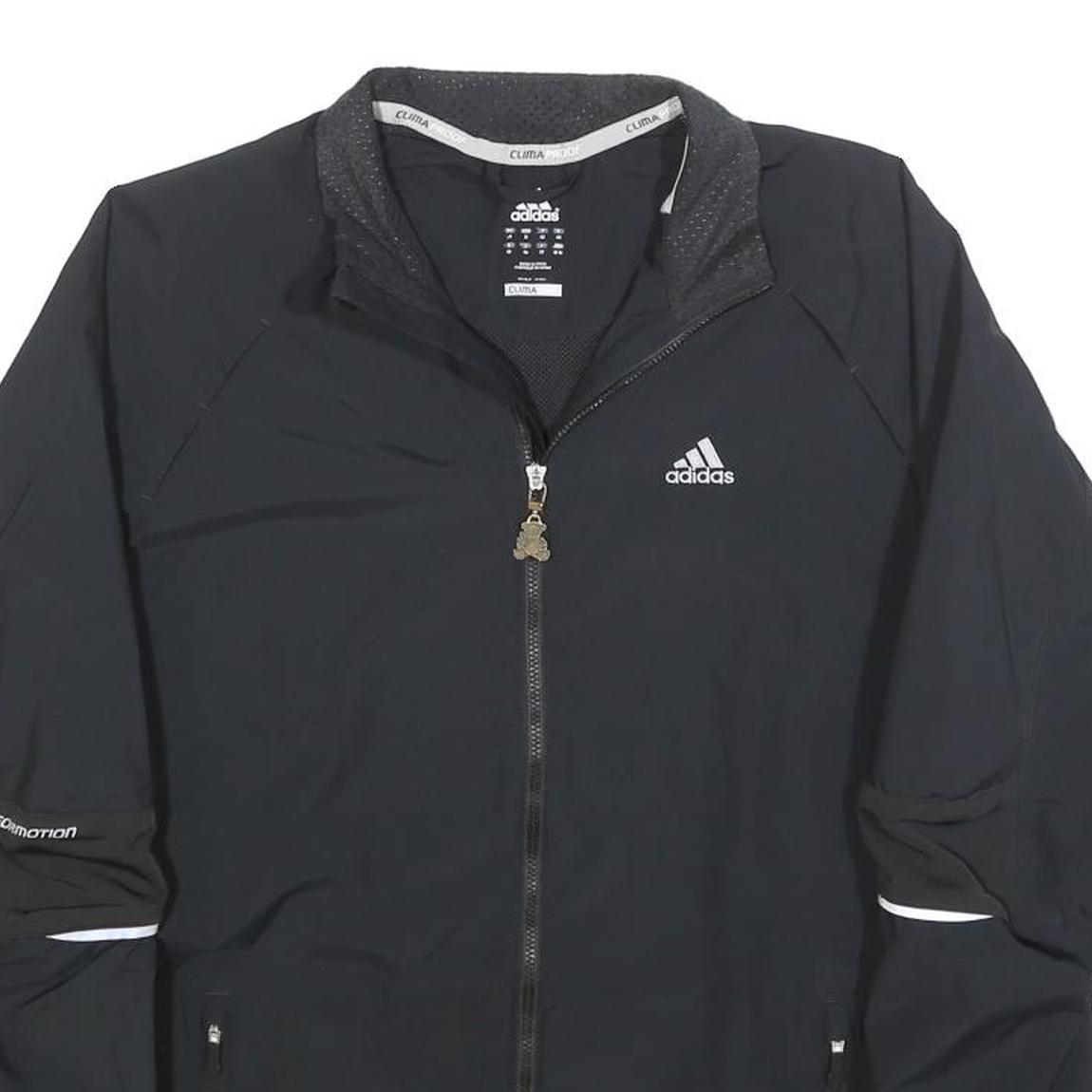 ADIDAS Womens Black ClimaProof Jacket UK 14 Polyester Blend Zip Athletic