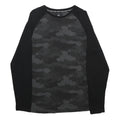 THREADBEAR Mens Black & Grey Camouflage Modern T-Shirt M Long Sleeve Crew Neck