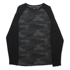THREADBEAR Mens Black & Grey Camouflage Modern T-Shirt M Long Sleeve Crew Neck