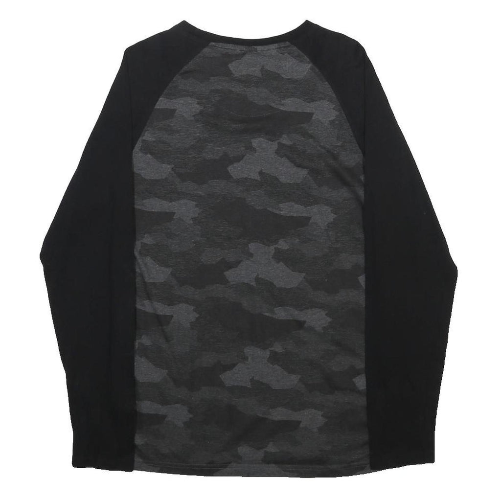 THREADBEAR Mens Black & Grey Camouflage Modern T-Shirt M Long Sleeve Crew Neck