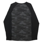 THREADBEAR Mens Black & Grey Camouflage Modern T-Shirt M Long Sleeve Crew Neck