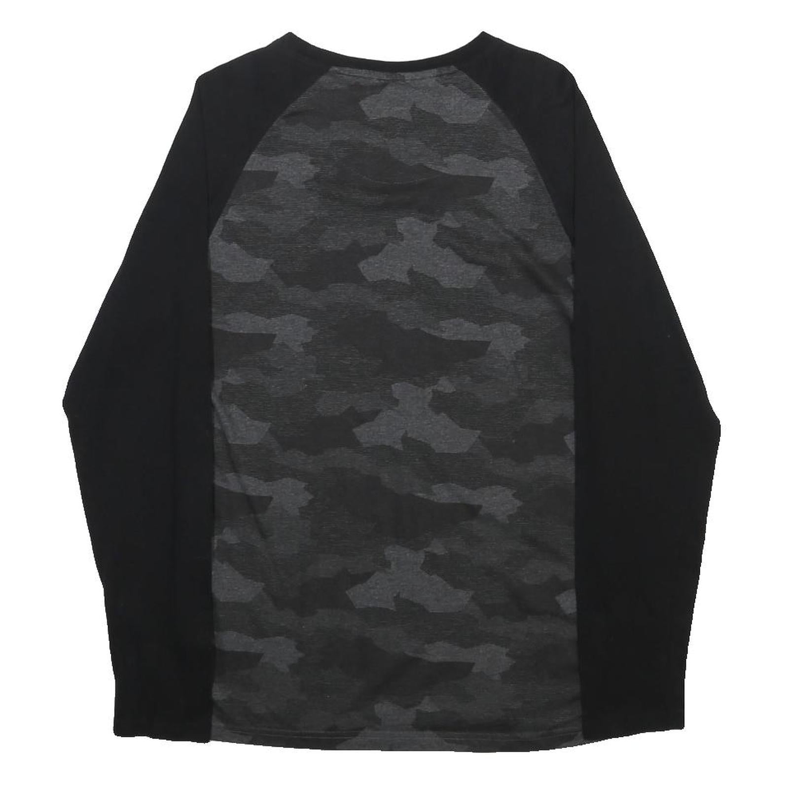 THREADBEAR Mens Black & Grey Camouflage Modern T-Shirt M Long Sleeve Crew Neck
