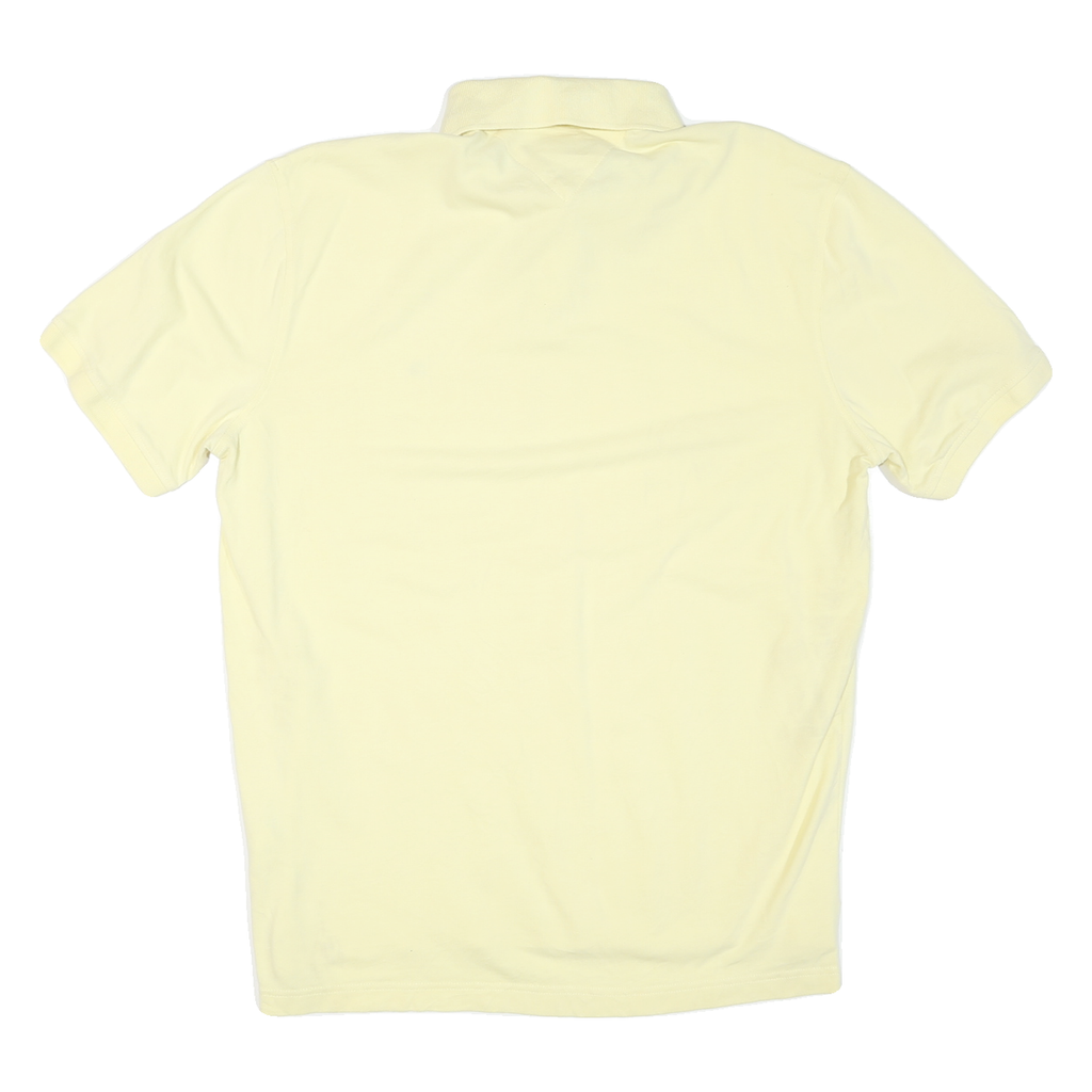 TOMMY HILFIGER Mens Yellow Polo Shirt XL Cotton Blend Short Sleeve Plain Basic