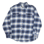 JACHS Mens Blue & White Check Shirt M Cotton Blend Long Sleeve Button