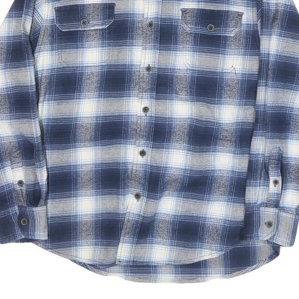 JACHS Mens Blue & White Check Shirt M Cotton Blend Long Sleeve Button