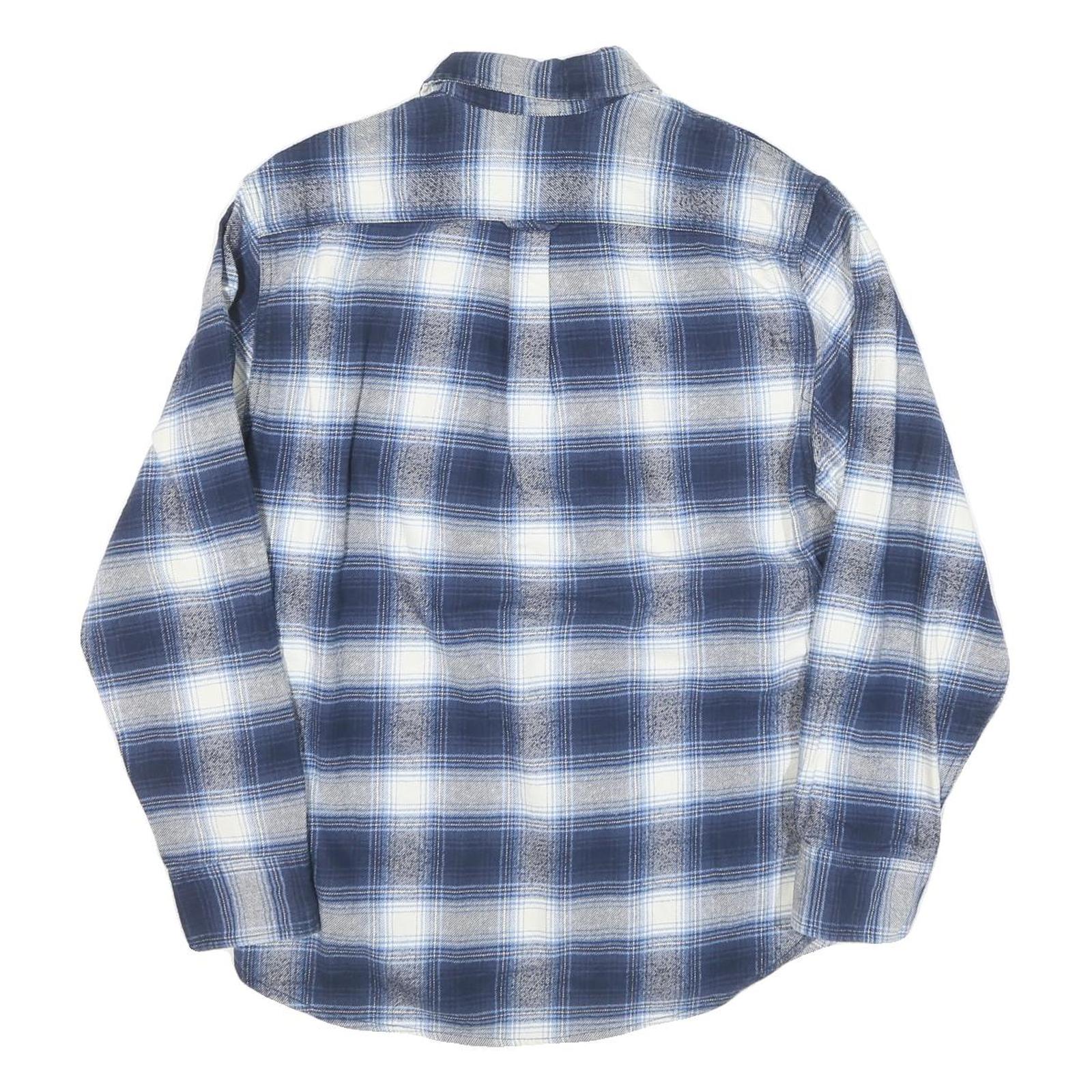 JACHS Mens Blue & White Check Shirt M Cotton Blend Long Sleeve Button