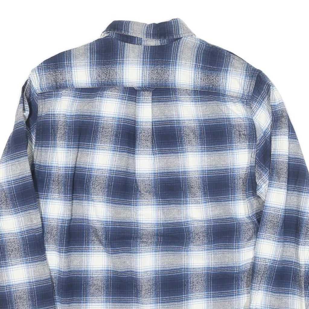 JACHS Mens Blue & White Check Shirt M Cotton Blend Long Sleeve Button