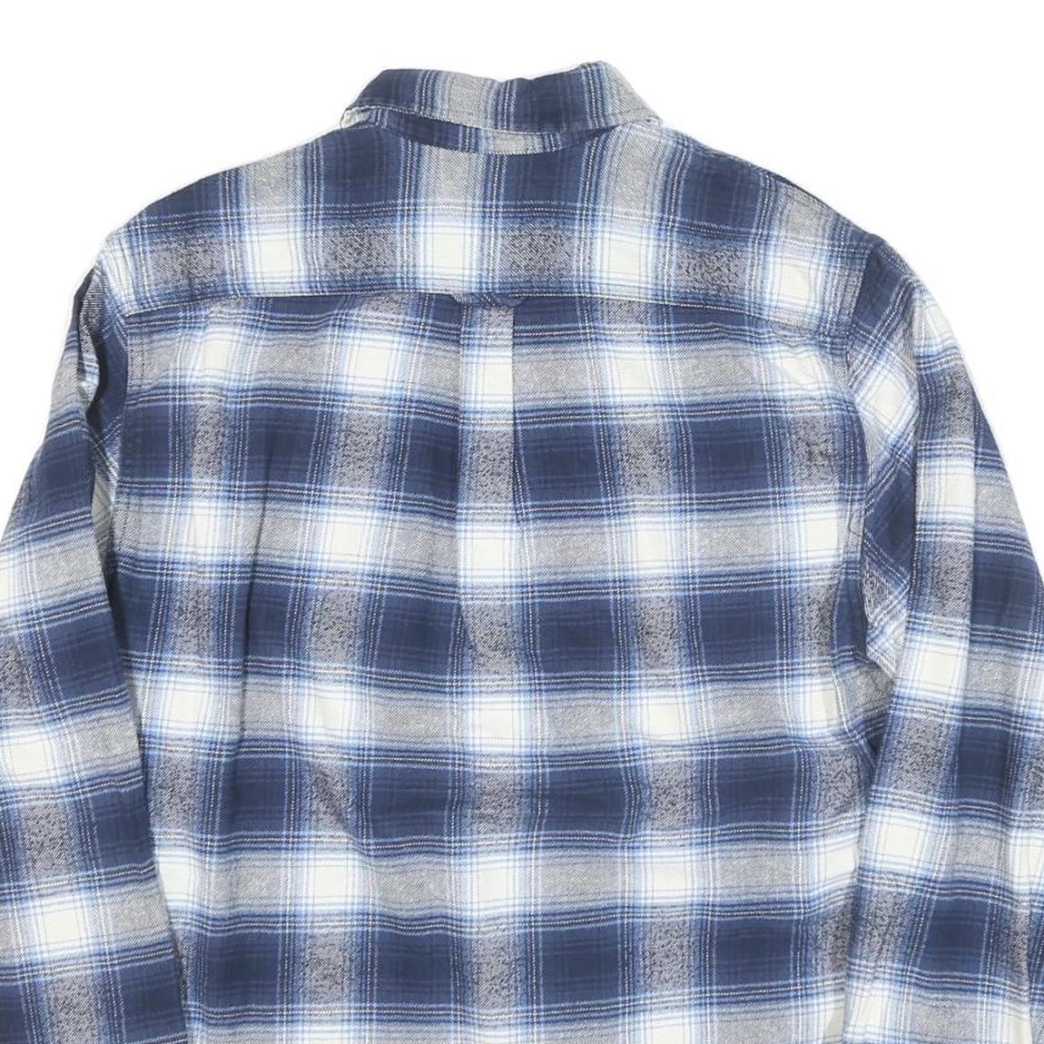 JACHS Mens Blue & White Check Shirt M Cotton Blend Long Sleeve Button