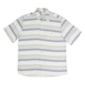 LEANDRO Mens White & Grey Strip Pattern Cotton Blend Short Sleeve Shirt L Casual