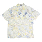 BIAGGINI Womens Cream Blue Yellow Floral Shirt Short Sleeve Collared XL Cotton