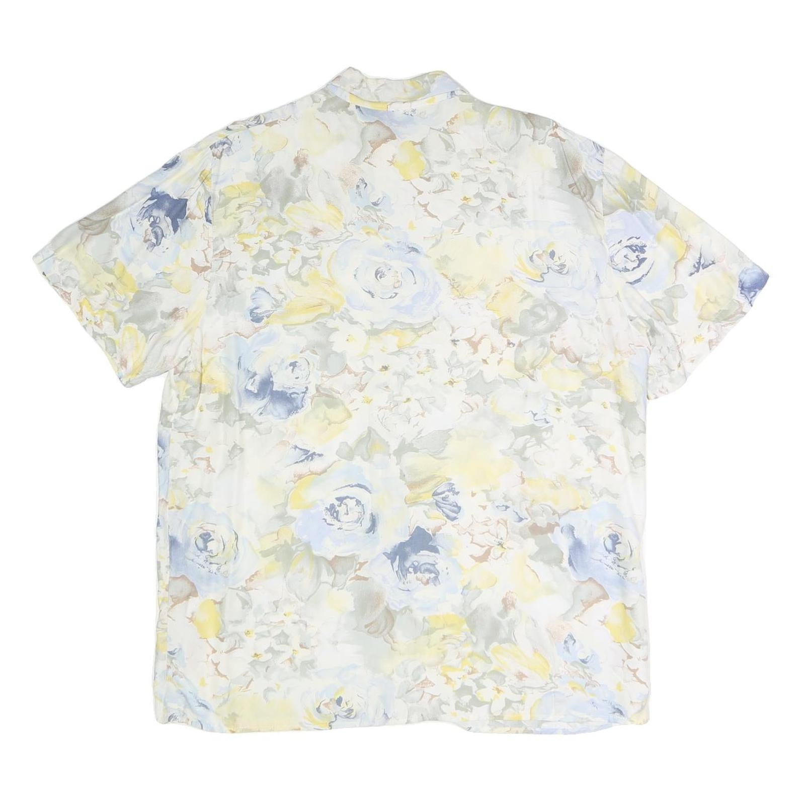 BIAGGINI Womens Cream Blue Yellow Floral Shirt Short Sleeve Collared XL Cotton
