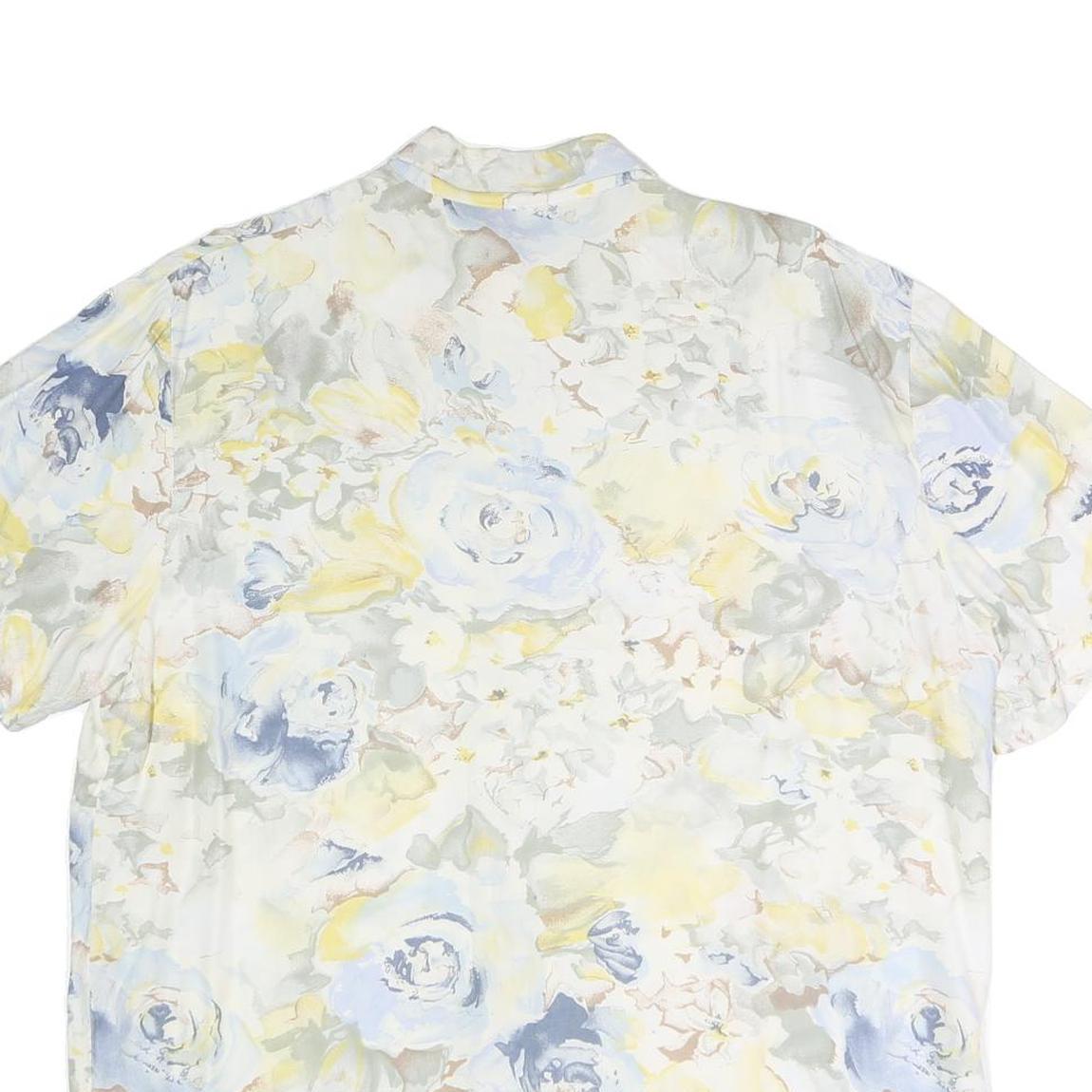 BIAGGINI Womens Cream Blue Yellow Floral Shirt Short Sleeve Collared XL Cotton