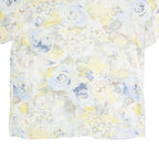 BIAGGINI Womens Cream Blue Yellow Floral Shirt Short Sleeve Collared XL Cotton