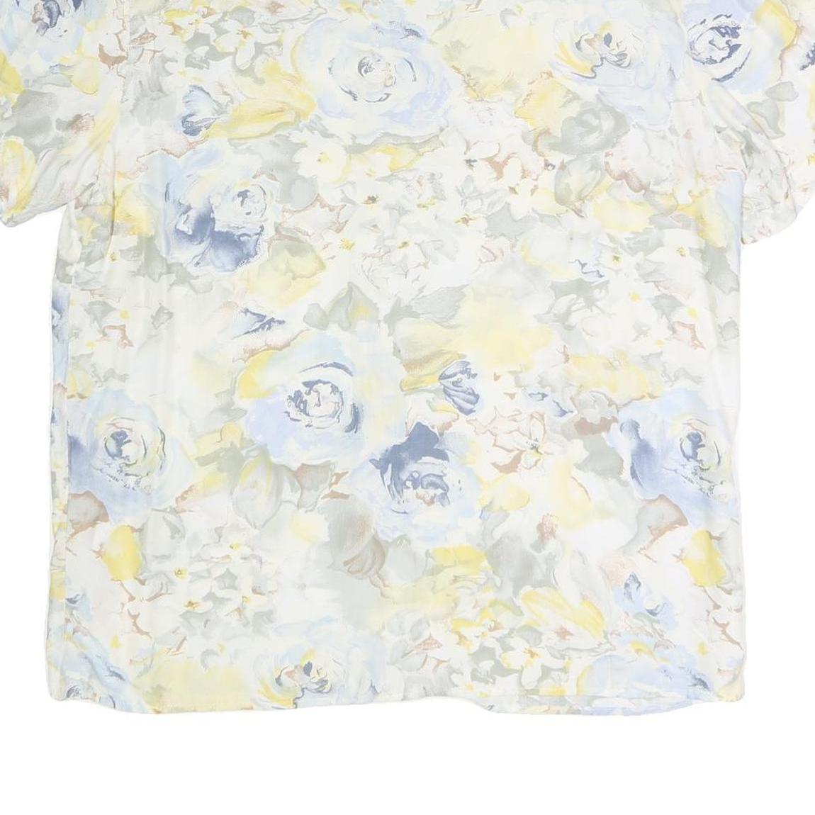 BIAGGINI Womens Cream Blue Yellow Floral Shirt Short Sleeve Collared XL Cotton
