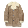 ANTARTEX Mens Beige Wool Coat L Button Plain Warm Stylish Casual