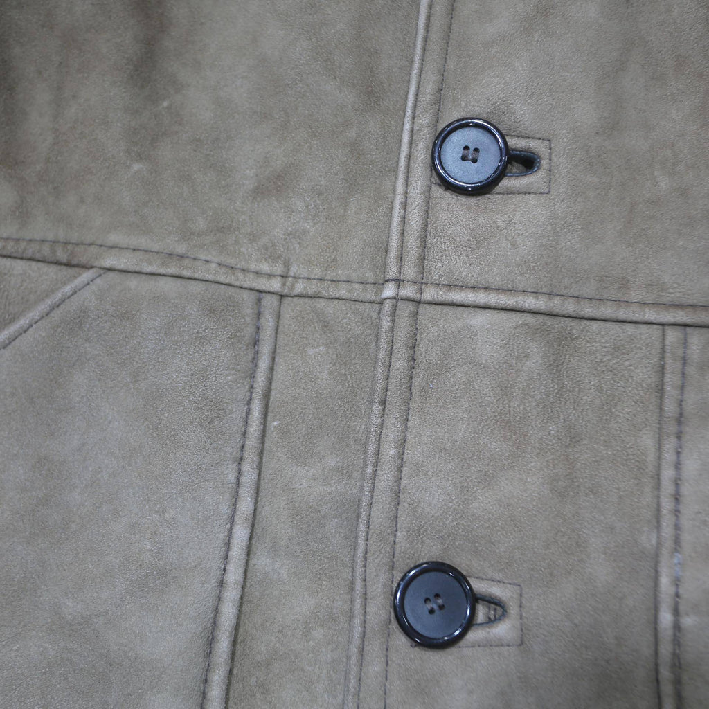 ANTARTEX Mens Beige Wool Coat L Button Plain Warm Stylish Casual