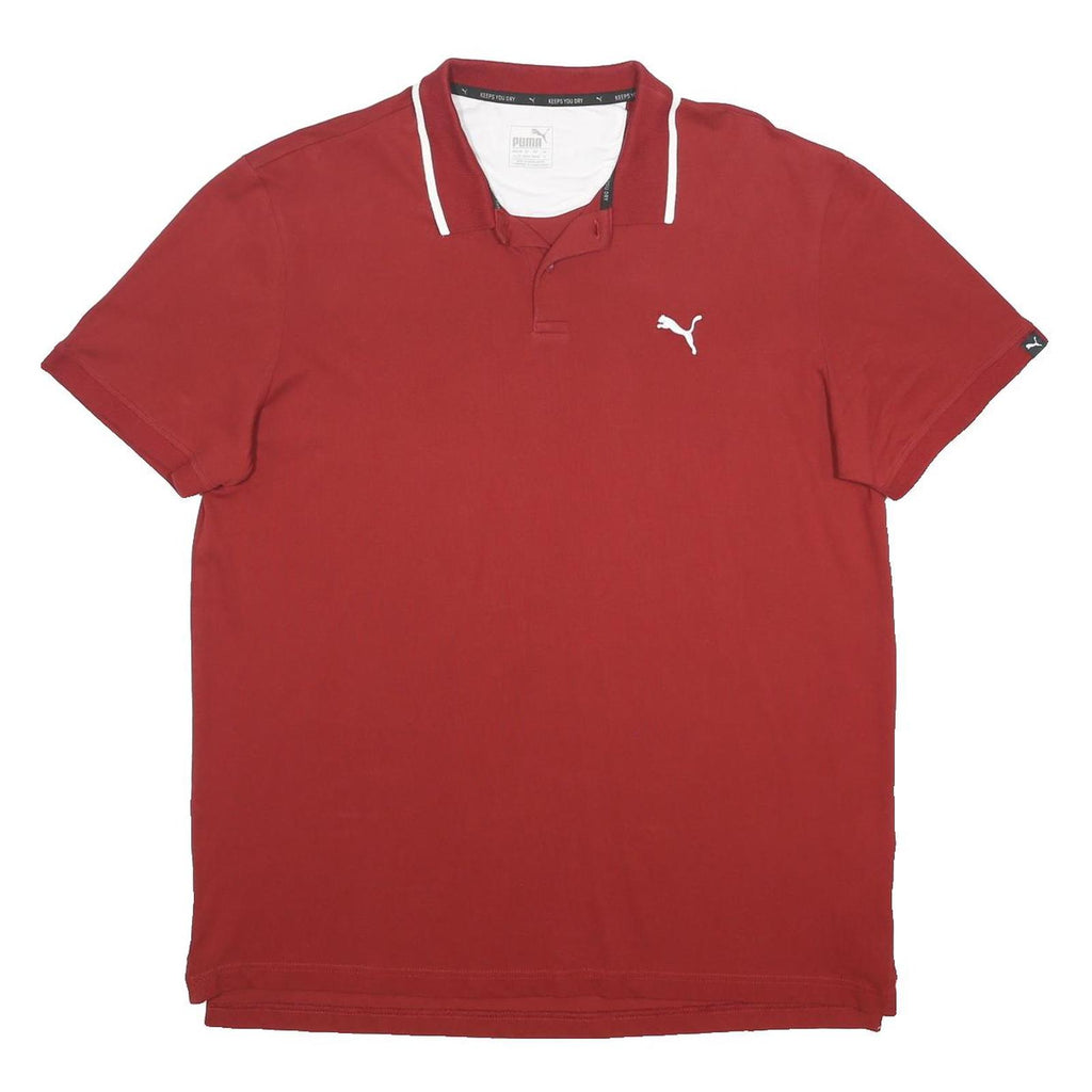 PUMA Mens Red & White Cotton Blend Polo Shirt XL Classic Fit Sports Casual