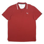 PUMA Mens Red & White Cotton Blend Polo Shirt XL Classic Fit Sports Casual