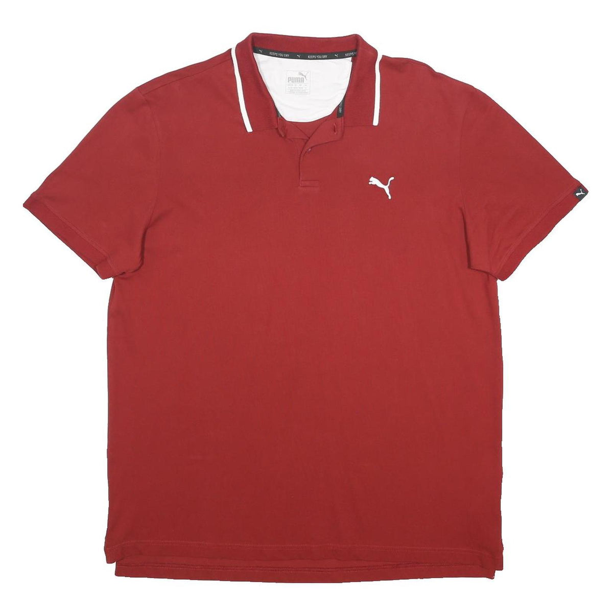 PUMA Mens Red & White Cotton Blend Polo Shirt XL Classic Fit Sports Casual