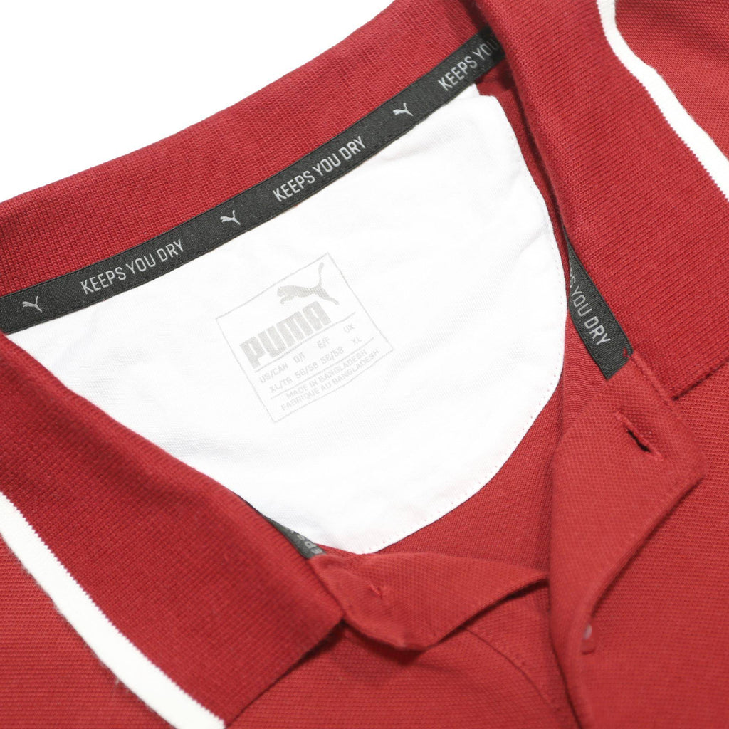 PUMA Mens Red & White Cotton Blend Polo Shirt XL Classic Fit Sports Casual