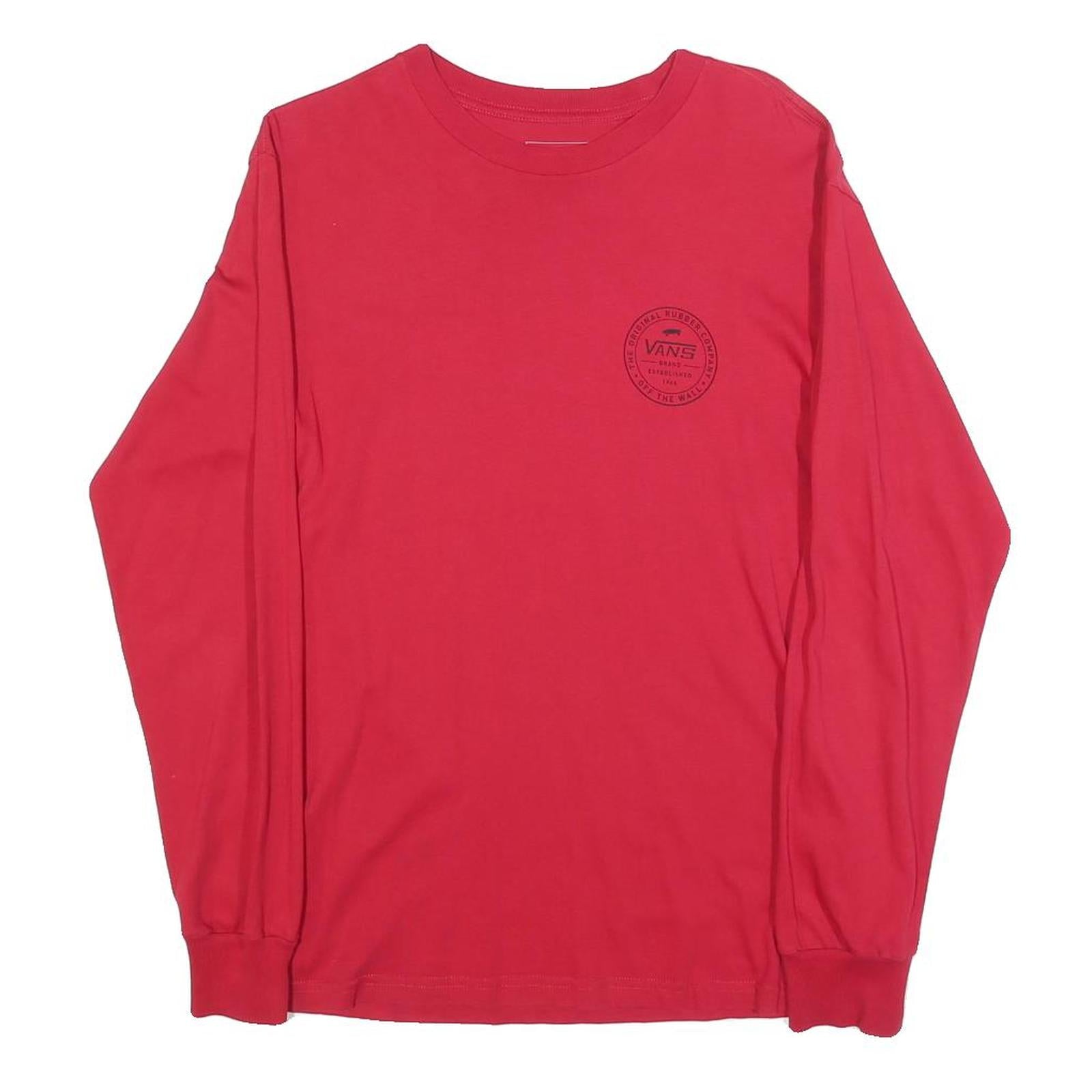 VANS Mens Red Graphic Long Sleeve Crew Neck T-Shirt S Cotton Blend