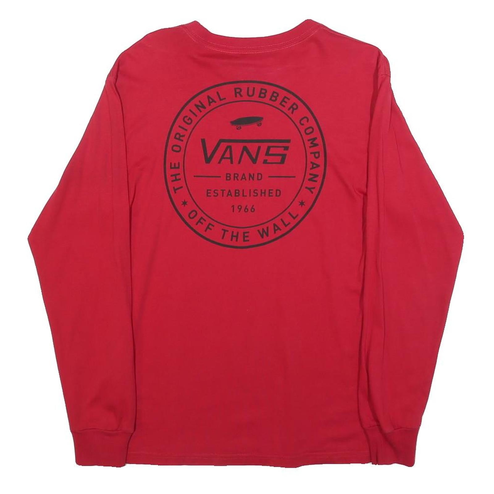 VANS Mens Red Graphic Long Sleeve Crew Neck T-Shirt S Cotton Blend