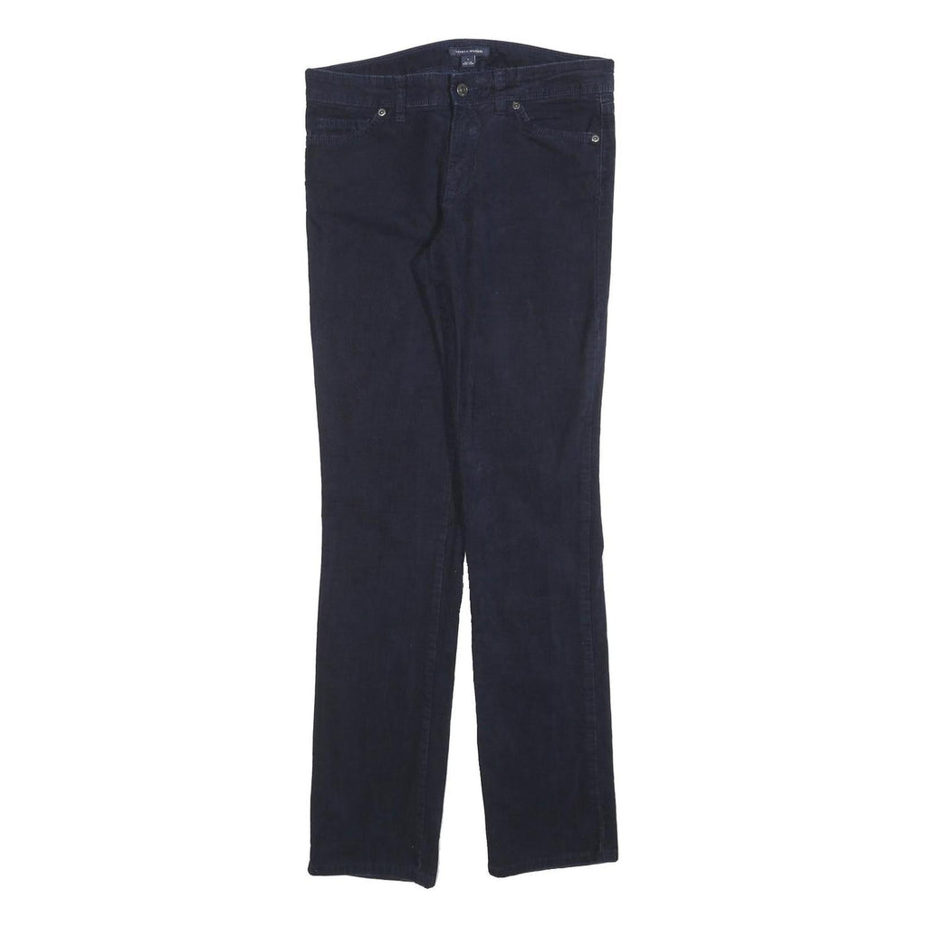 TOMMY HILFIGER Womens Slim Navy Blue Cotton Blend Zip Trousers W30 L30