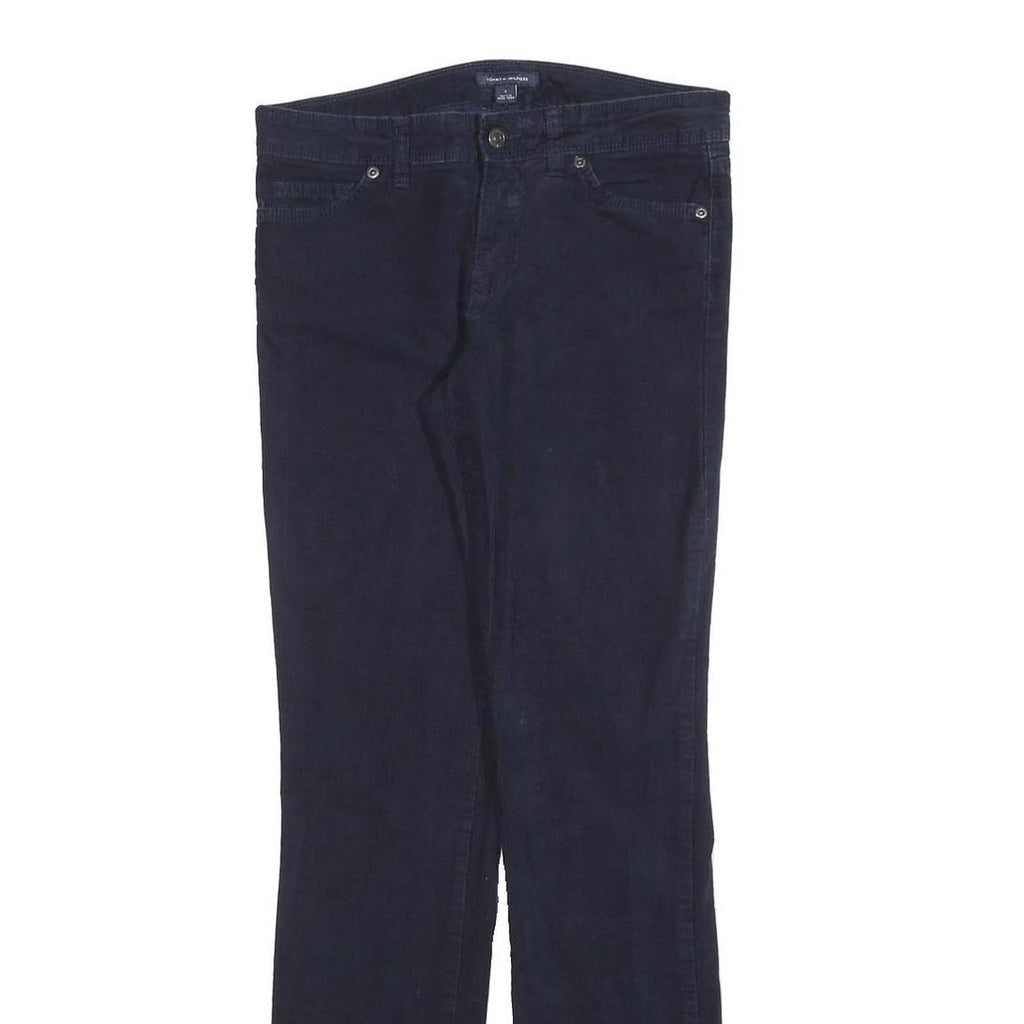 TOMMY HILFIGER Womens Slim Navy Blue Cotton Blend Zip Trousers W30 L30