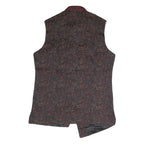 Mens Black & Maroon Patterned Button Jacket S Polyester Blend Woven Stand-Up