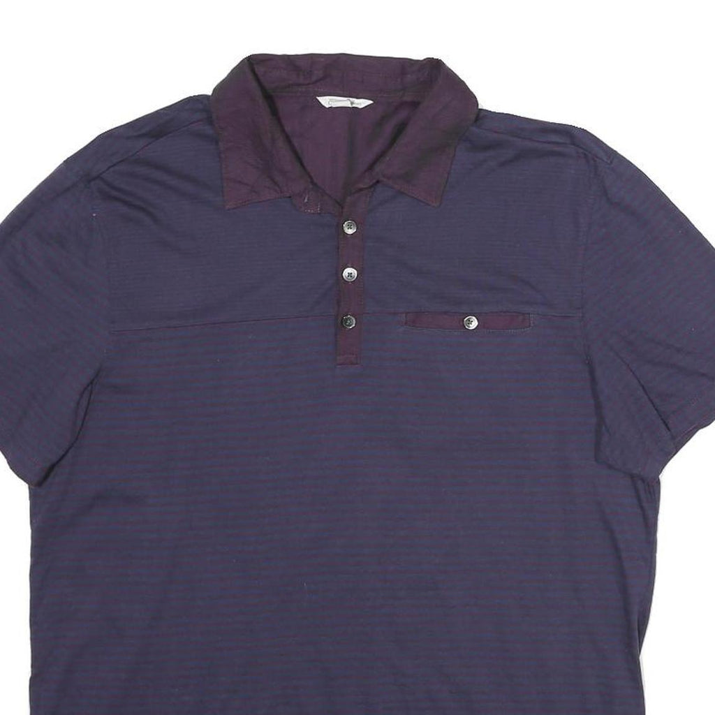 CALVIN KLEIN Mens Blue Short Sleeve Plain M Cotton Button Pocket Polo Shirt