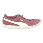 PUMA Suede Womens Lace-Up Trainers Burgundy & White UK 6 Comfortable Casual
