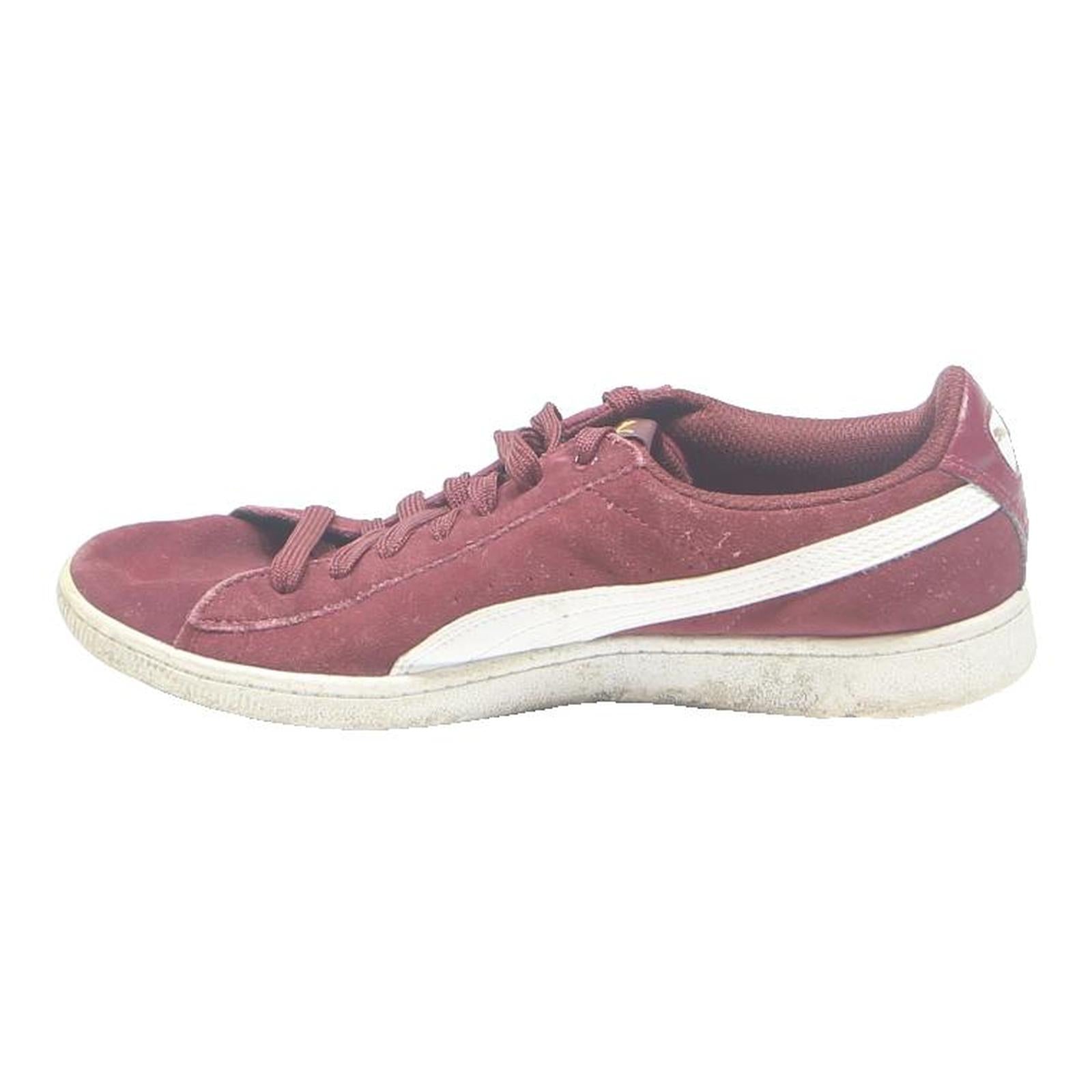 PUMA Suede Womens Lace-Up Trainers Burgundy & White UK 6 Comfortable Casual
