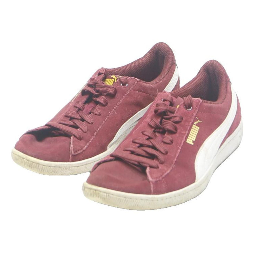 PUMA Suede Womens Lace-Up Trainers Burgundy & White UK 6 Comfortable Casual