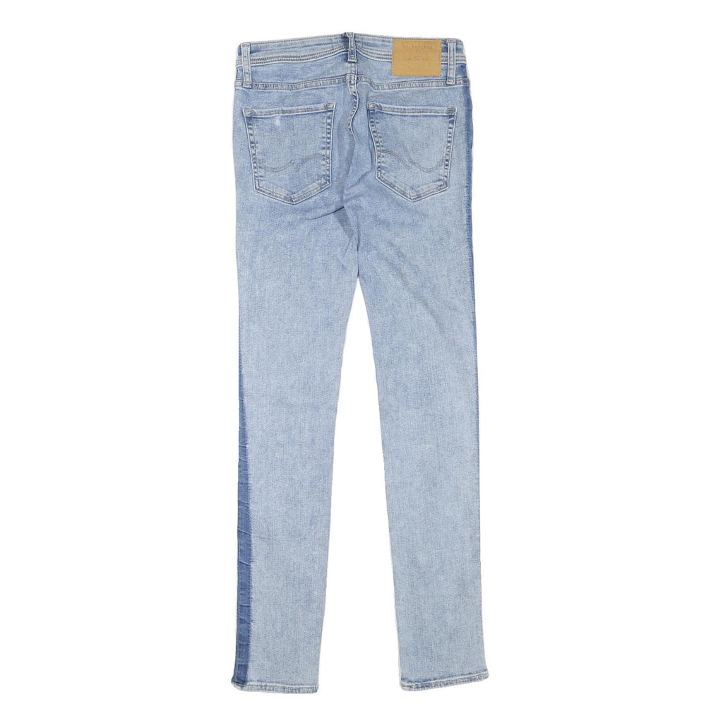 JACK AND JONES Mens Slim Light Blue Denim Stone Wash W28 L31 Contrast Side Panel