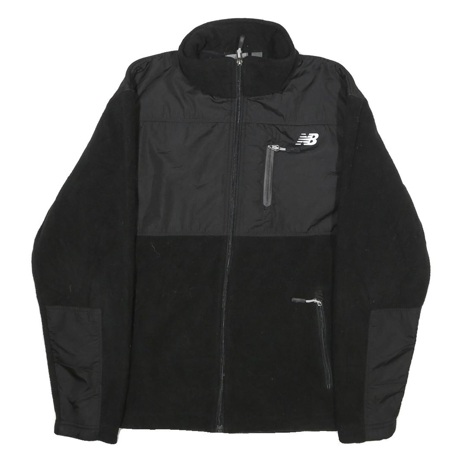 NEW BALANCE Mens Black Jacket S Polyester Zip Plain Sports Casual