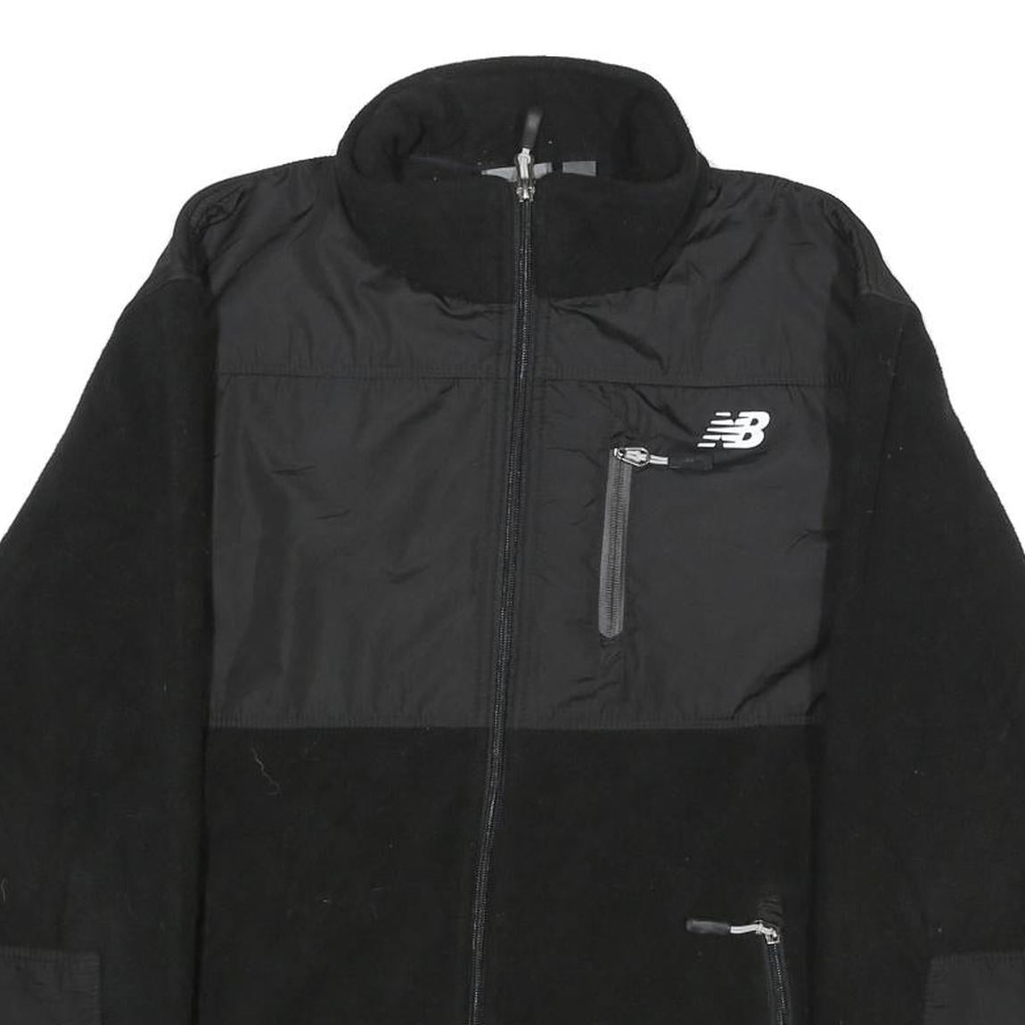 NEW BALANCE Mens Black Jacket S Polyester Zip Plain Sports Casual