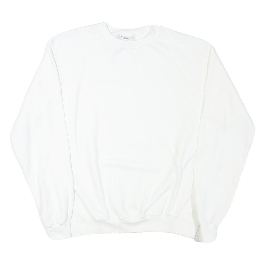 CHAMPION Mens White Cotton Blend Crew Neck M Plain Pullover Sweatshirt