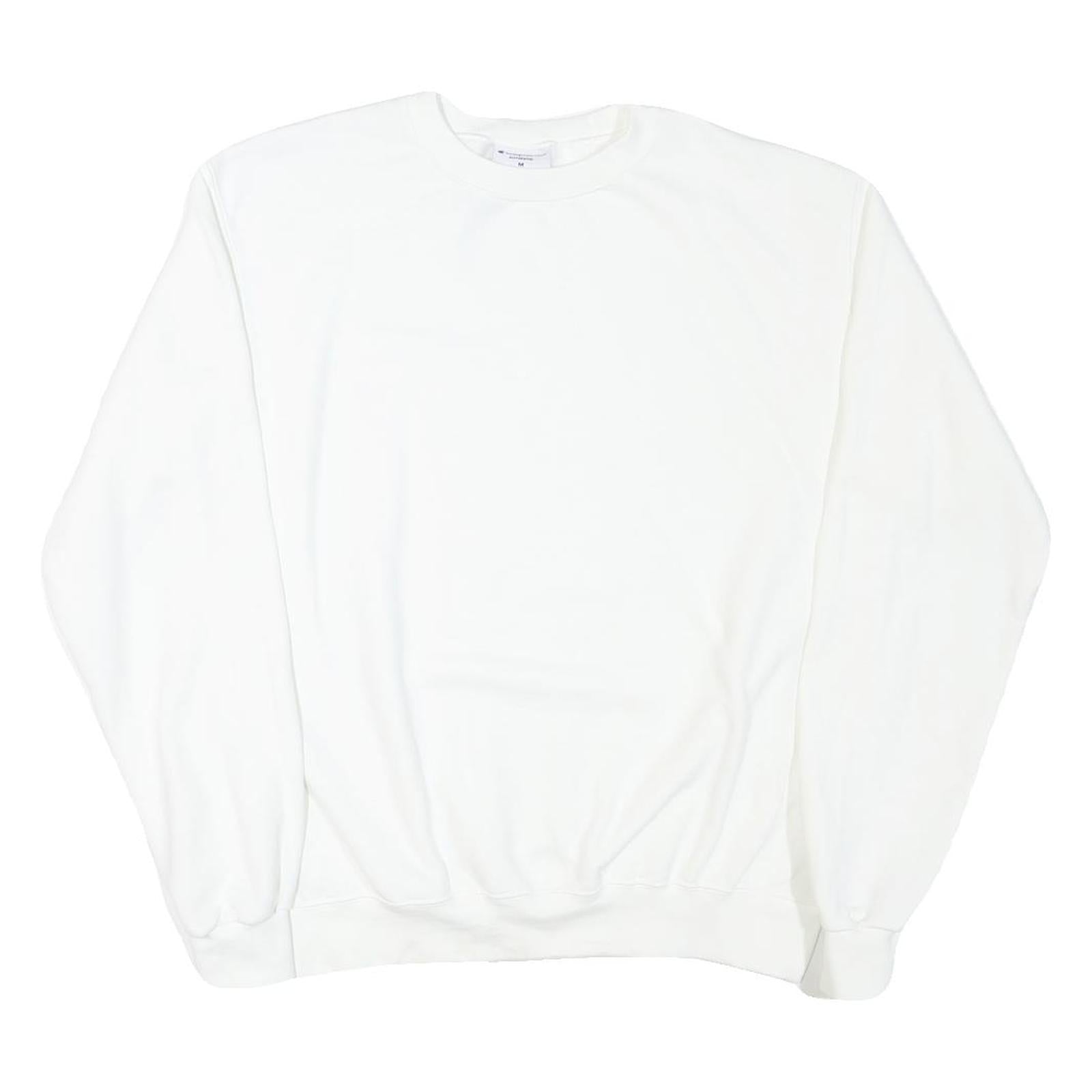CHAMPION Mens White Cotton Blend Crew Neck M Plain Pullover Sweatshirt