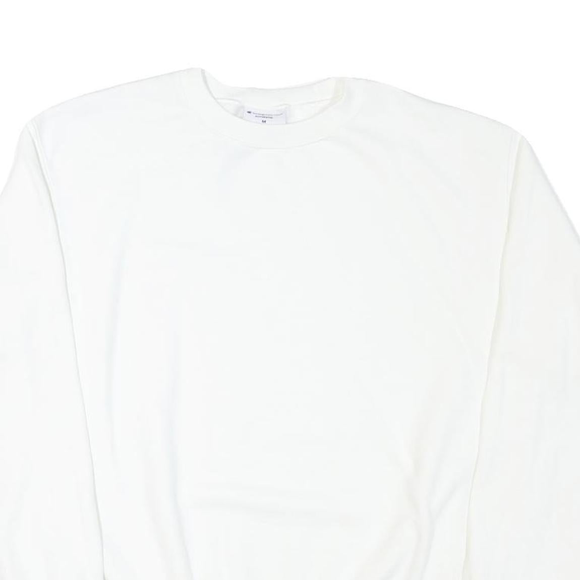 CHAMPION Mens White Cotton Blend Crew Neck M Plain Pullover Sweatshirt
