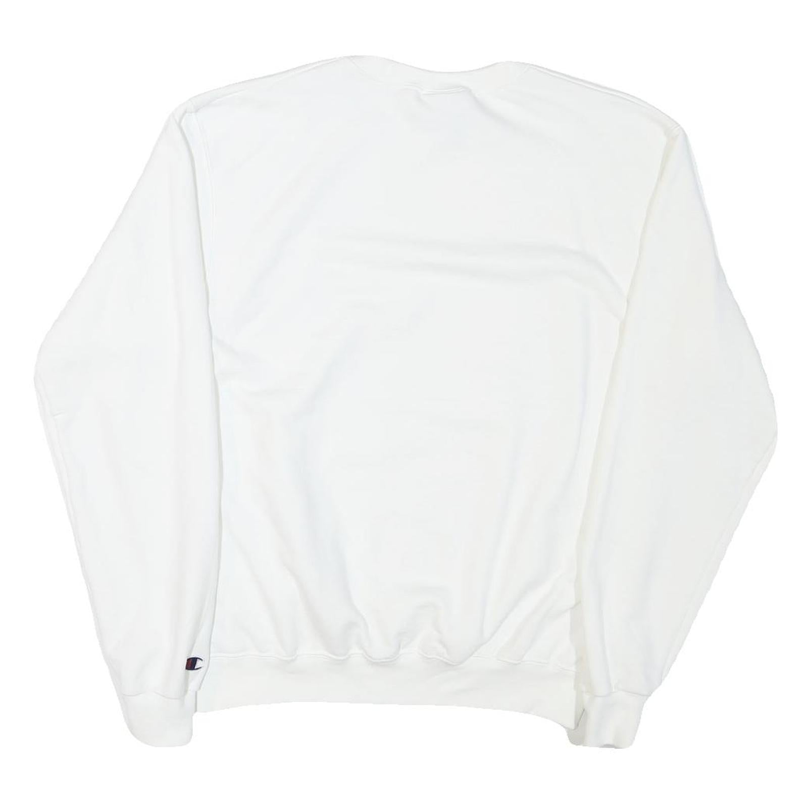 CHAMPION Mens White Cotton Blend Crew Neck M Plain Pullover Sweatshirt
