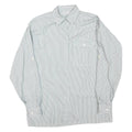 Womens White & Grey Stripe Long Sleeve Shirt L Polyester Blend Relaxed Fit
