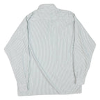 Womens White & Grey Stripe Long Sleeve Shirt L Polyester Blend Relaxed Fit