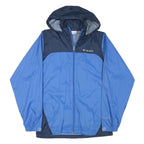 COLUMBIA Mens Blue Navy Outdoor Jacket S Nylon Plain Hooded Zip