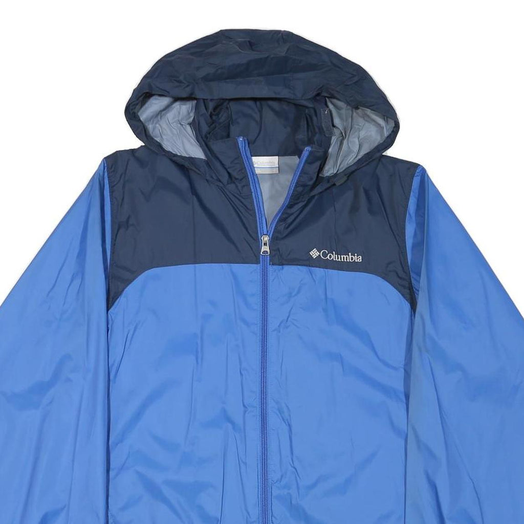 COLUMBIA Mens Blue Navy Outdoor Jacket S Nylon Plain Hooded Zip