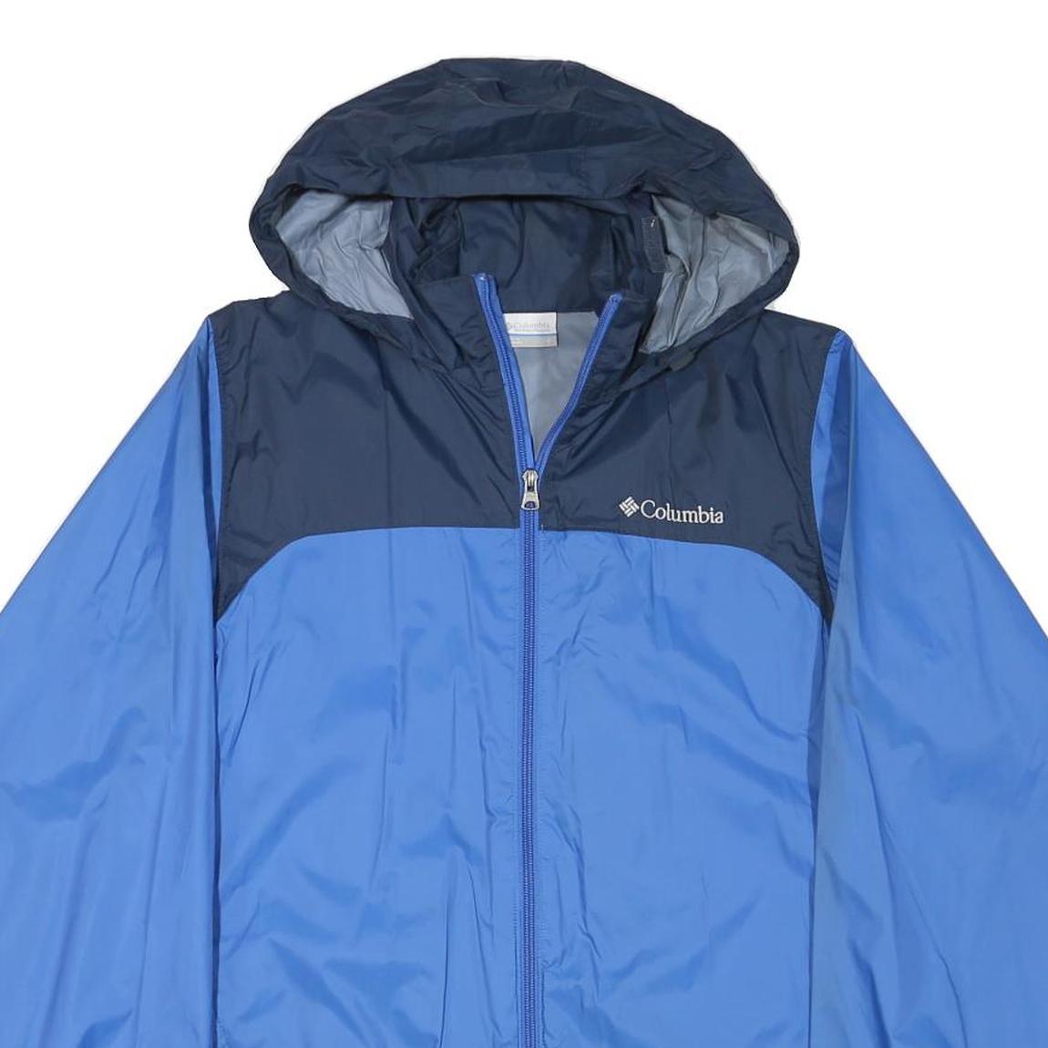 COLUMBIA Mens Blue Navy Outdoor Jacket S Nylon Plain Hooded Zip
