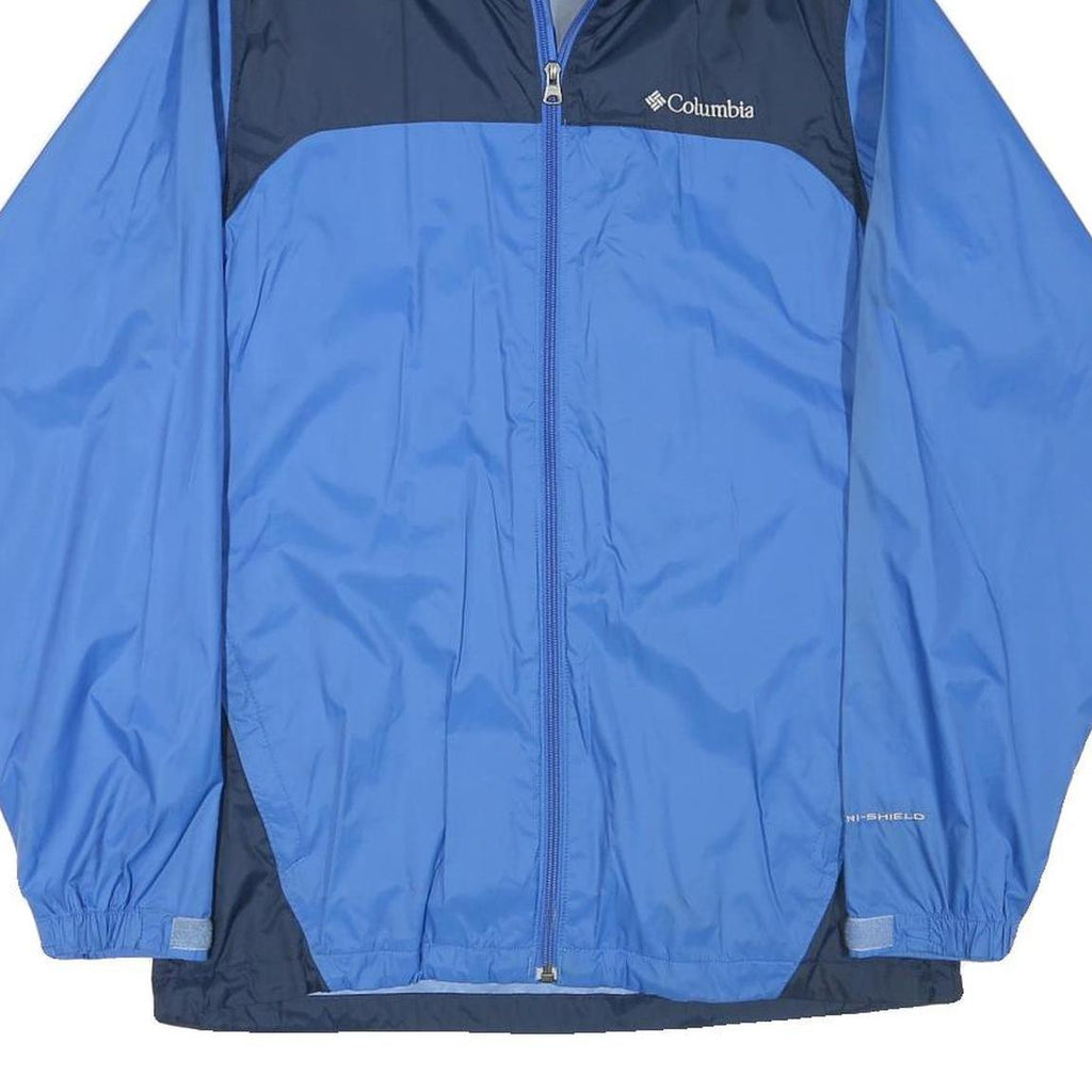 COLUMBIA Mens Blue Navy Outdoor Jacket S Nylon Plain Hooded Zip
