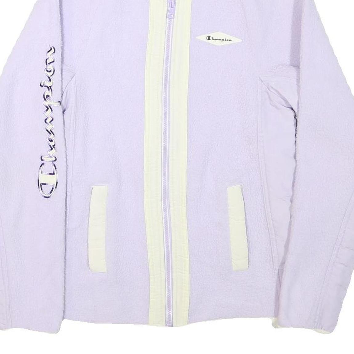 CHAMPION Womens Lilac Cream Zip Jacket S Polyester Blend Fleece Stylish