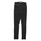 LEVI'S 721 Womens Black Slim Skinny Denim Jeans W22 L25 Distressed Ripped