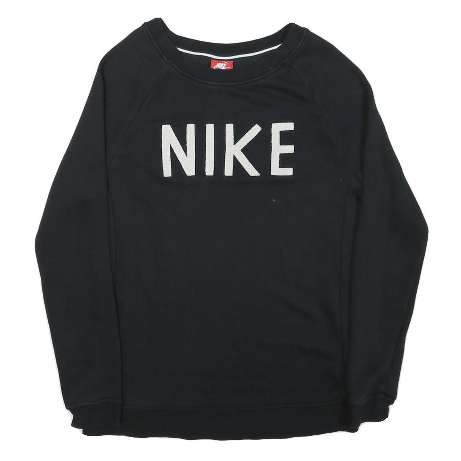 NIKE Mens Black Cotton Blend Crew Neck Sweatshirt XS Logo Printed